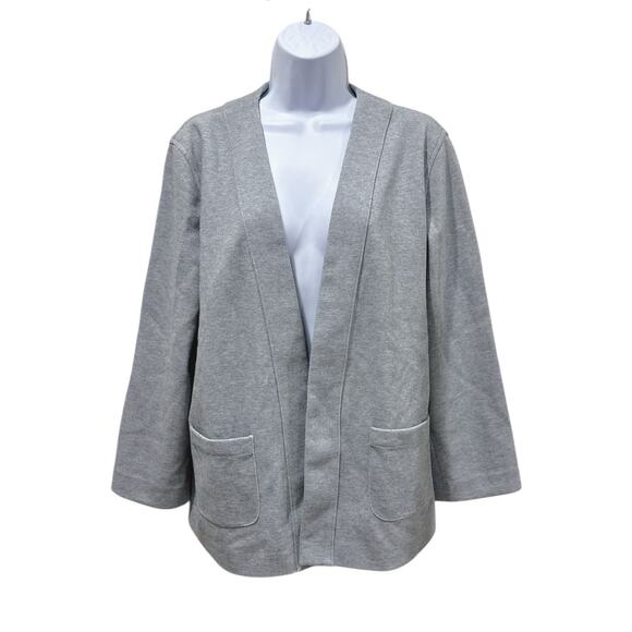 J.CREW Sweaters - J.Crew Gray Open-Front Sweater Blazer Cardigan Sz M Preppy Knit Stretch Sweater